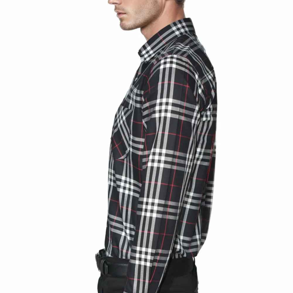 Burberry Black Premium Quality Men's Check Shirt-thumb-3