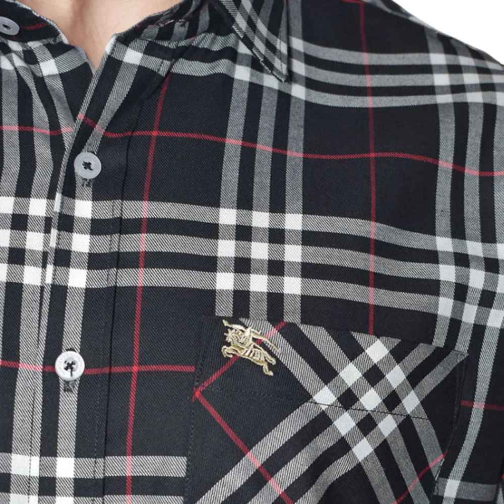 Burberry Black Premium Quality Men's Check Shirt-thumb-5