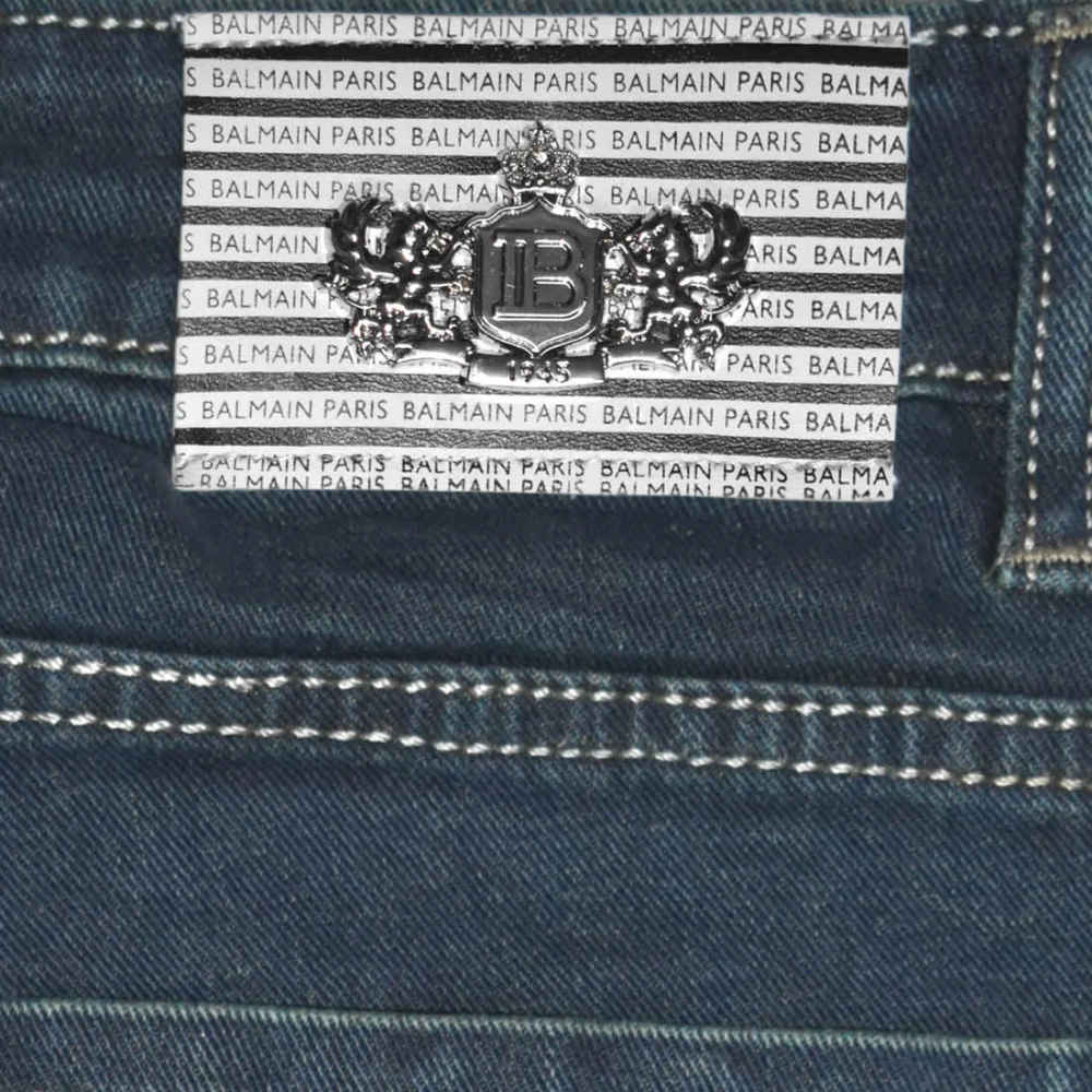 Balmain Blue Premium Ripped Denim Jeans-thumb-4