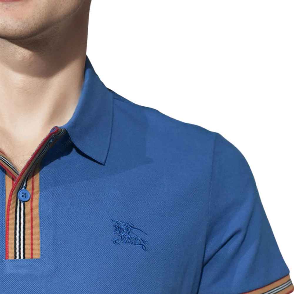 Burberry Embroidery Logo Blue Premium T-shirt-4