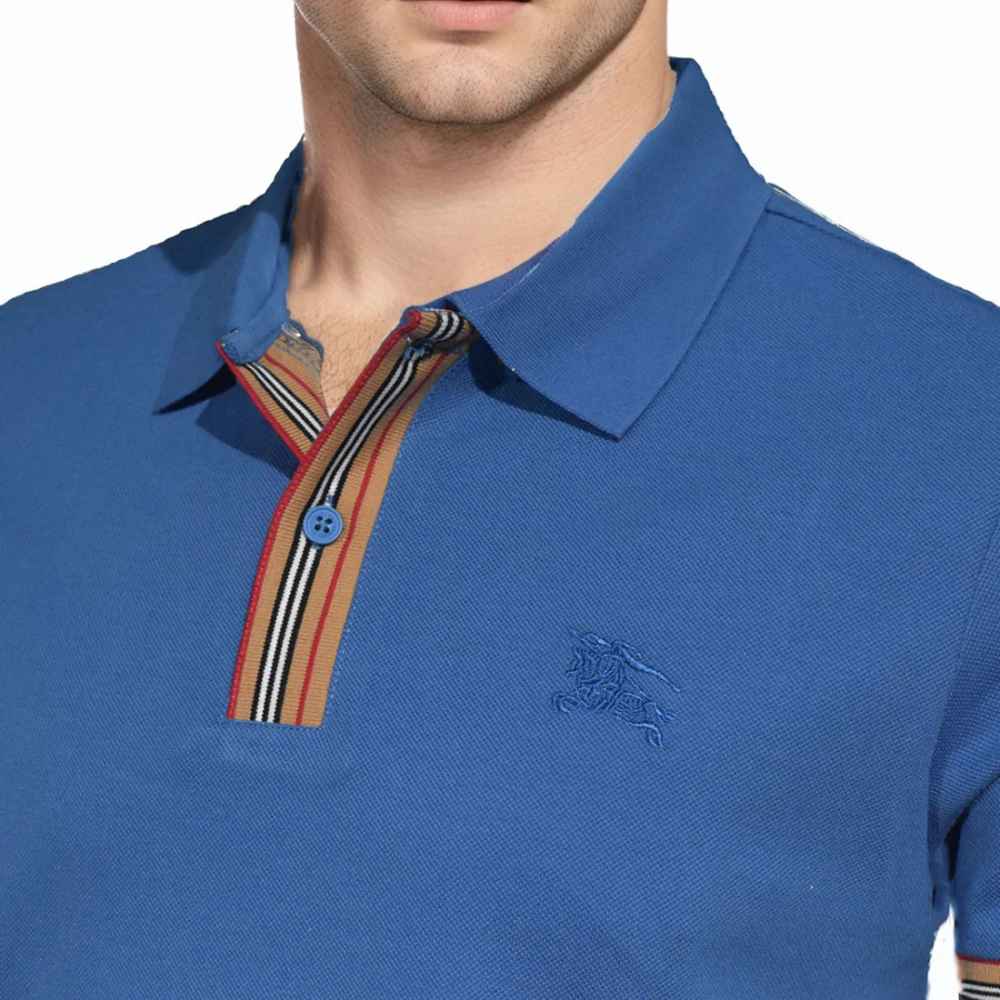 Burberry Embroidery Logo Blue Premium T-shirt-2