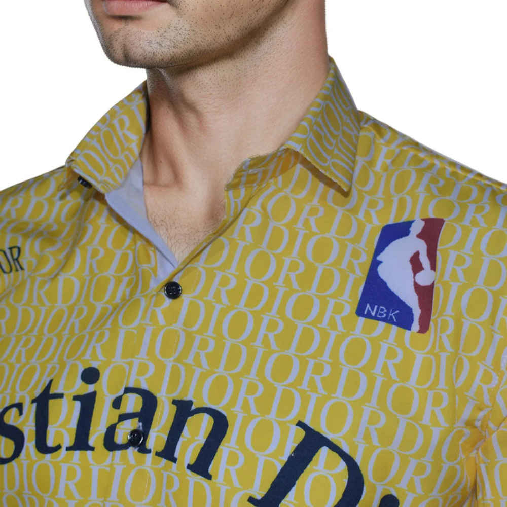 Christian Dior Yellow Printed Premium Quality Half Sleeve Shirt-2