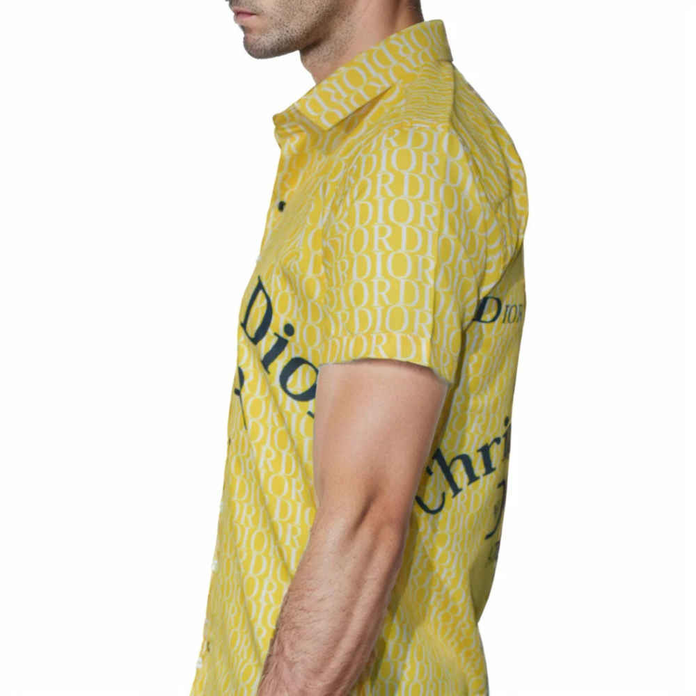 Christian Dior Yellow Printed Premium Quality Half Sleeve Shirt-3