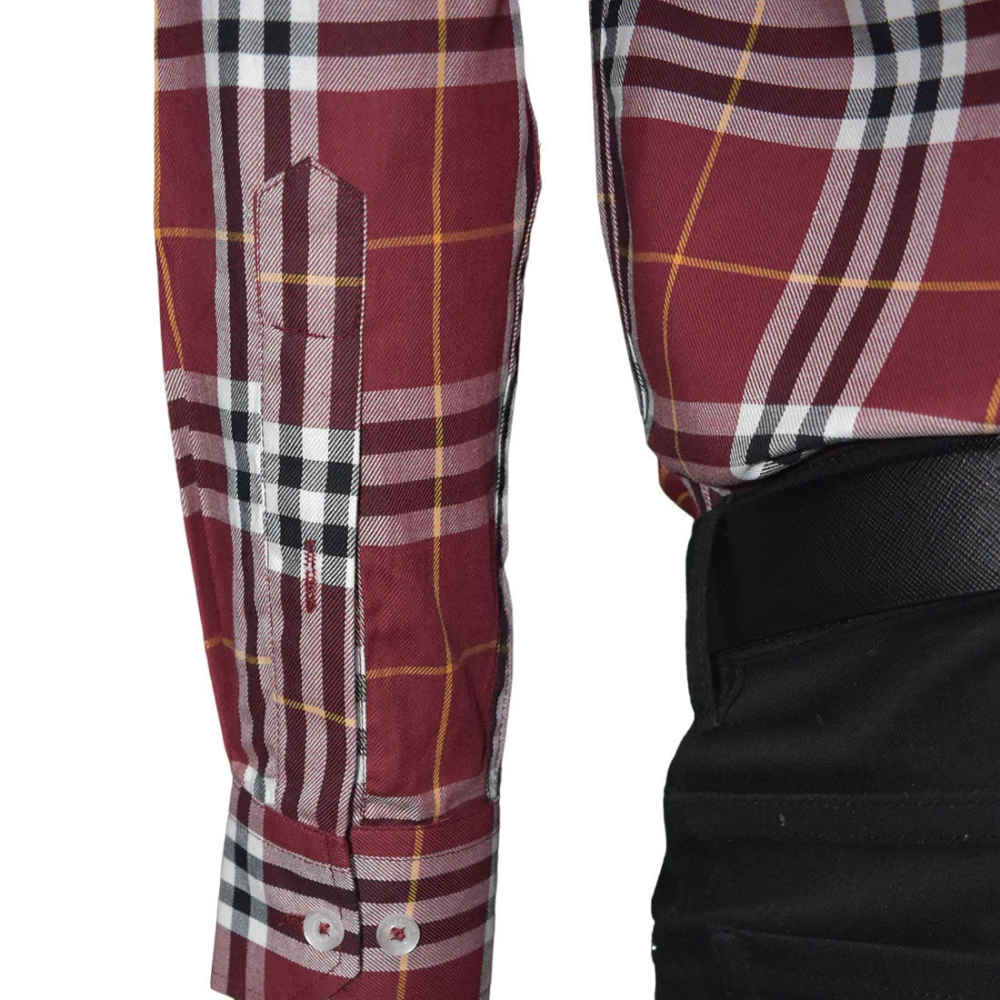 Burberry Wine Premium Quality Men's Check Shirt-4