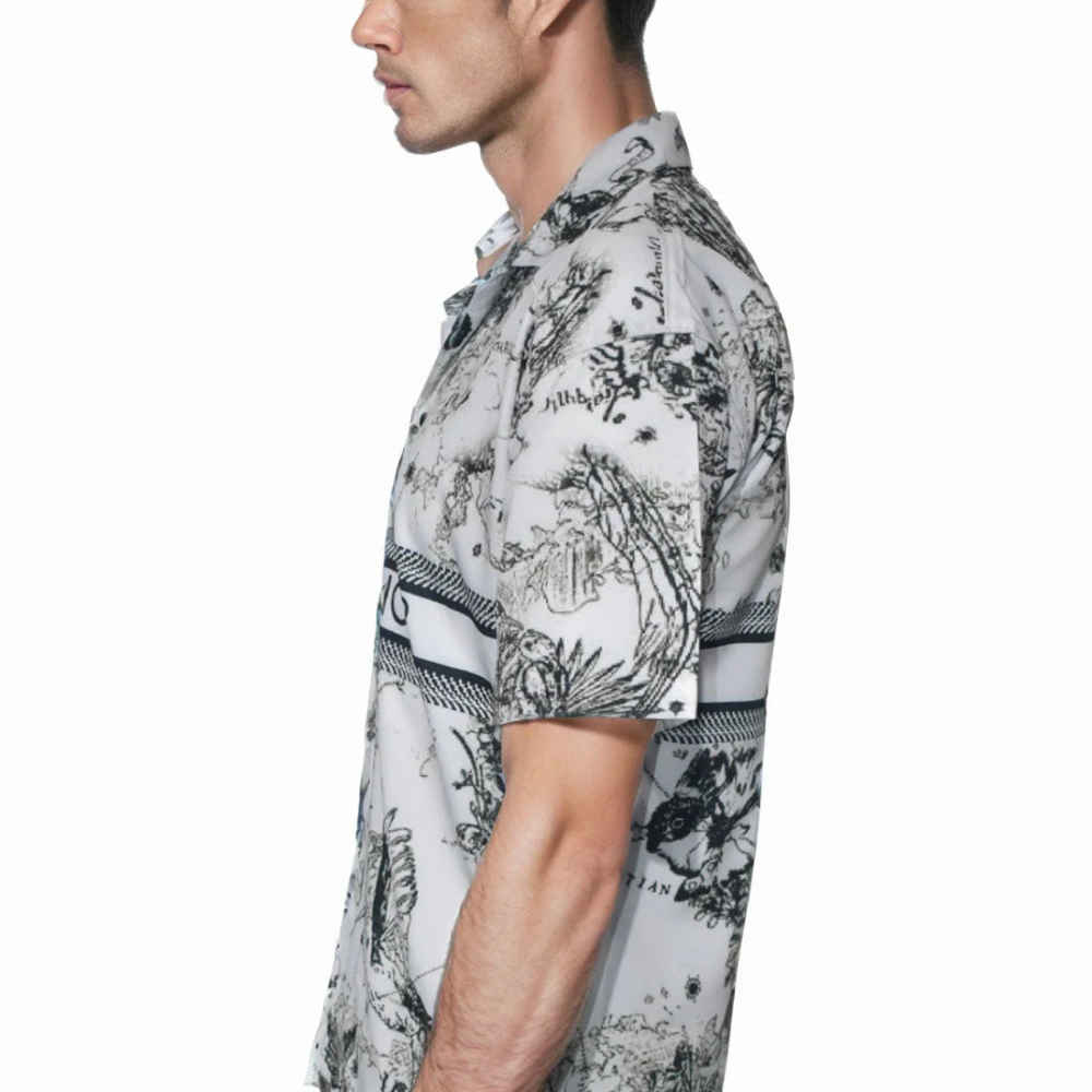 Christian Dior Black & White Premium Quality Jungle Printed Shirt-3