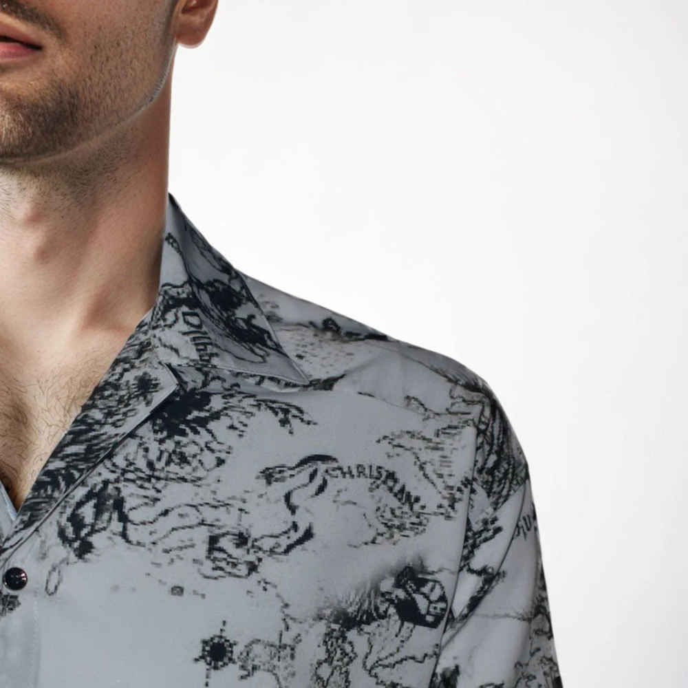 Christian Dior Black & White Premium Quality Jungle Printed Shirt-4