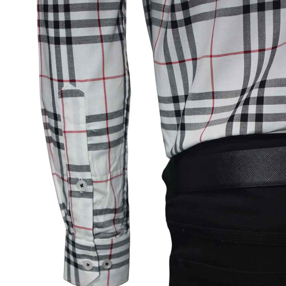 Burberry White Premium Quality Men's Check Shirt-4