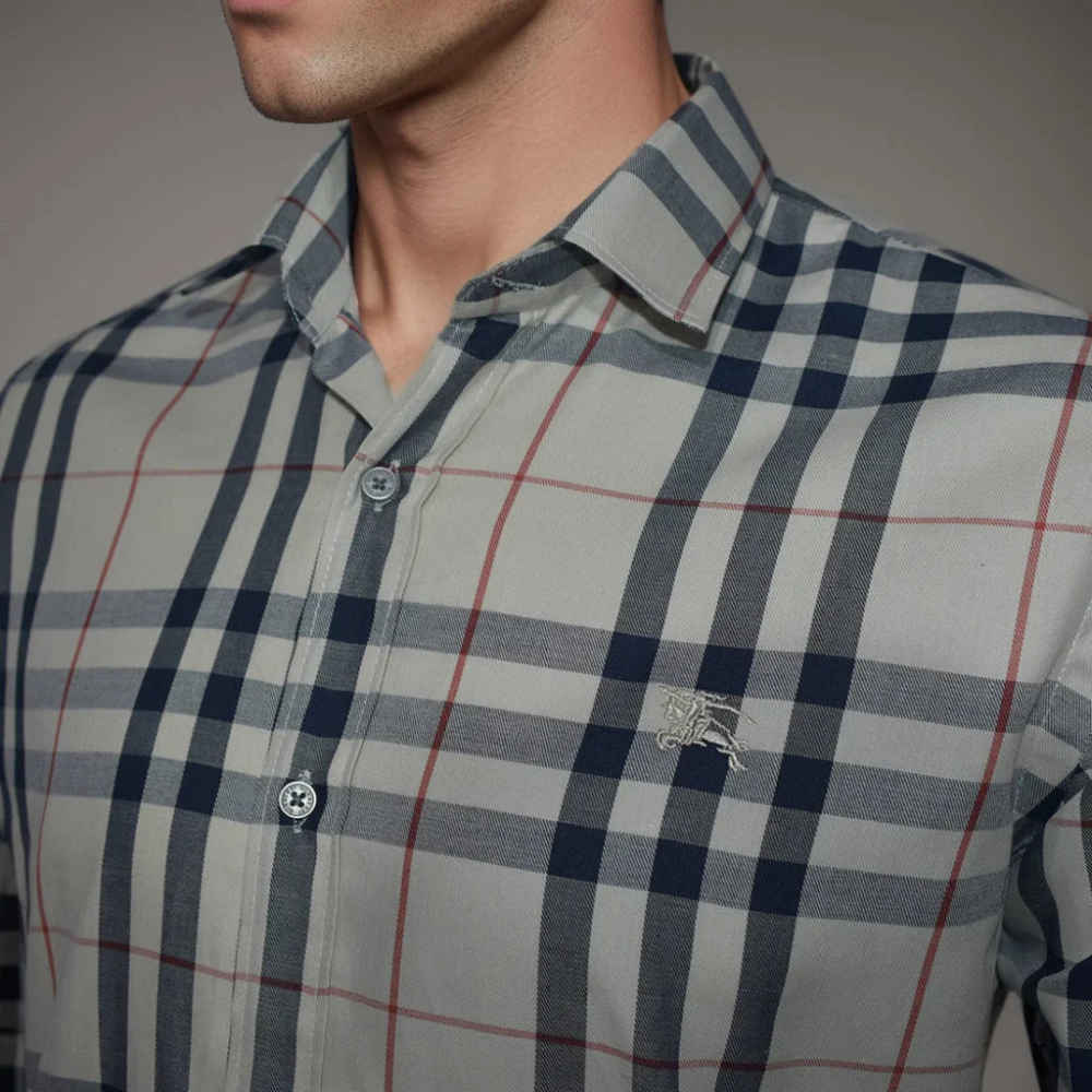 Burberry White Check Premium Quality Shirt-2