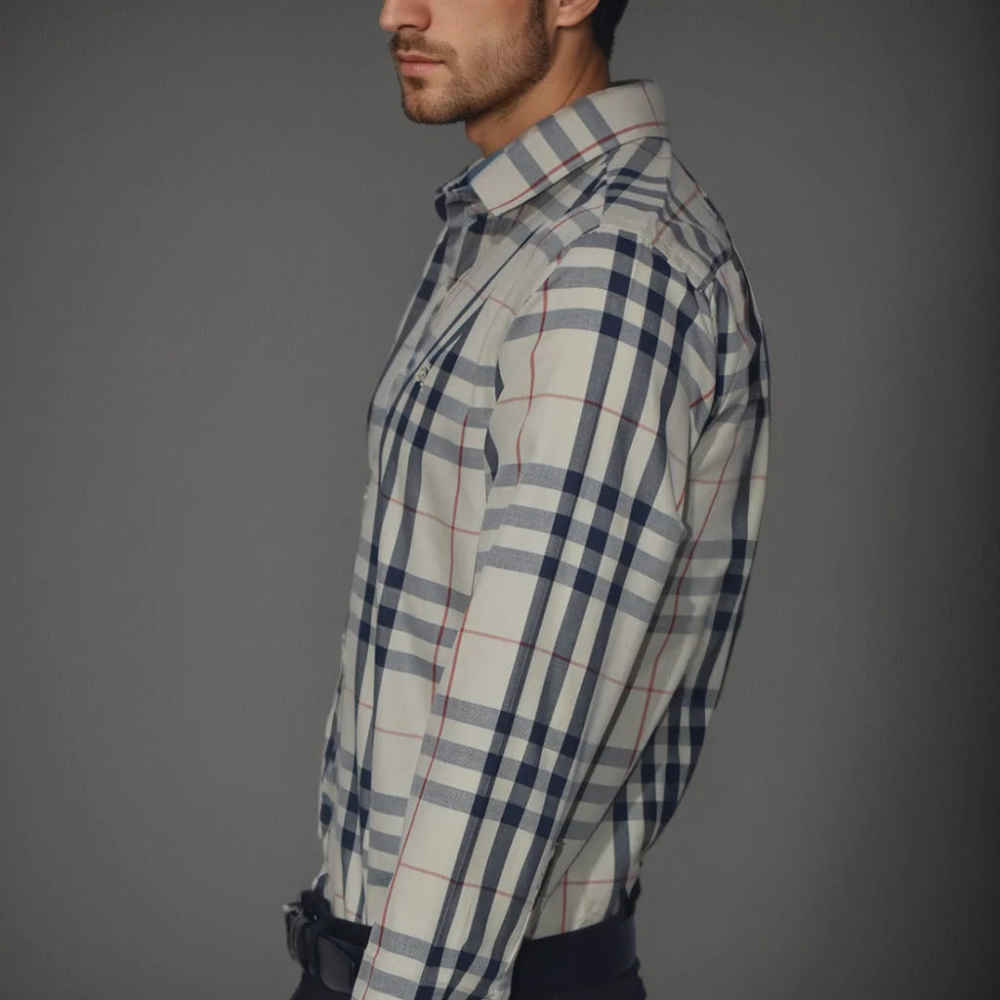 Burberry White Check Premium Quality Shirt-3