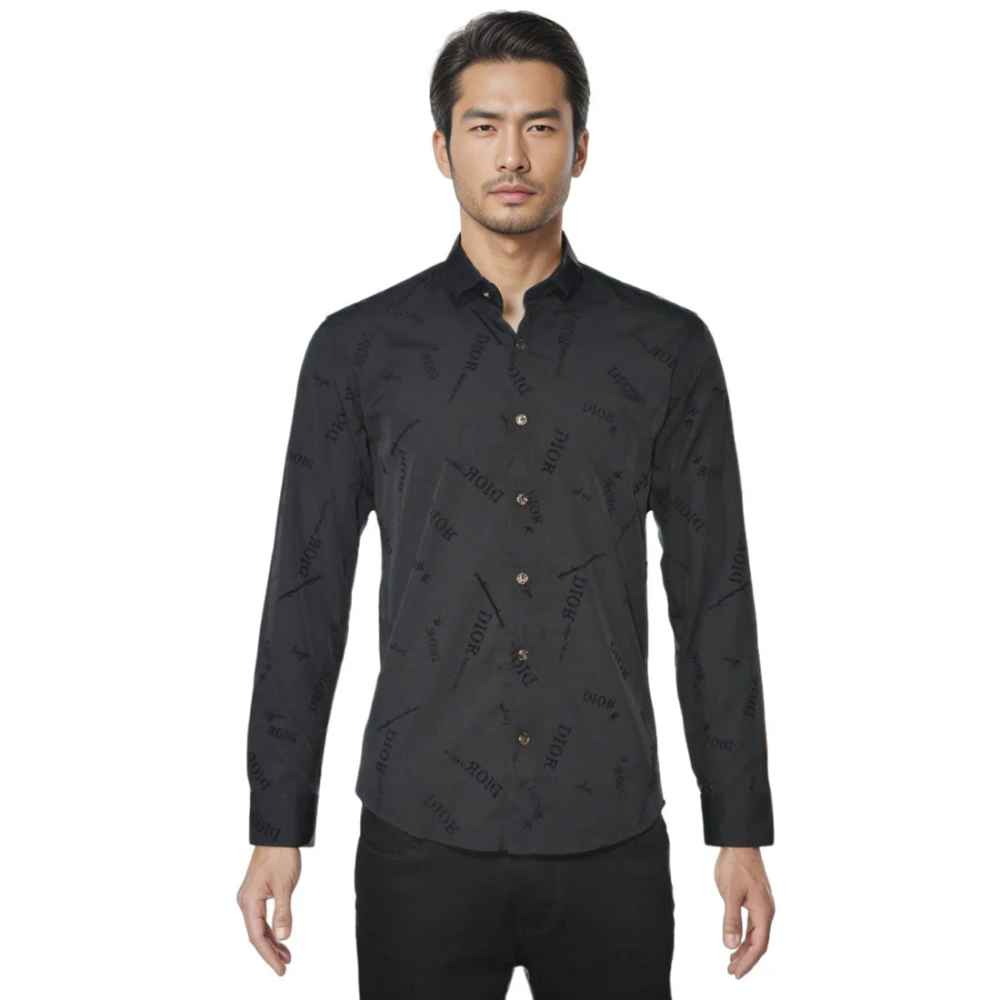 Dior Black Premium Quality Logo Printed Shirt-thumb-5
