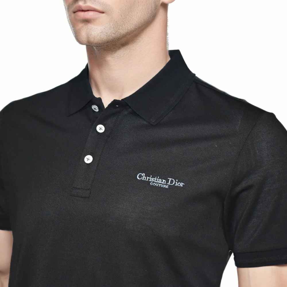 Christian Dior Embroidered logo Black Premium T-shirt-2