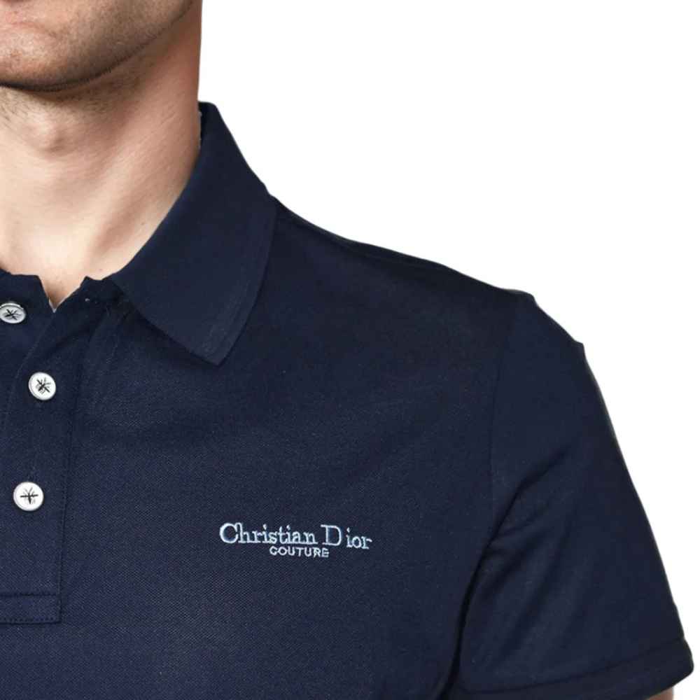 Christian Dior Embroidered logo Navy Blue Premium T-shirt-4