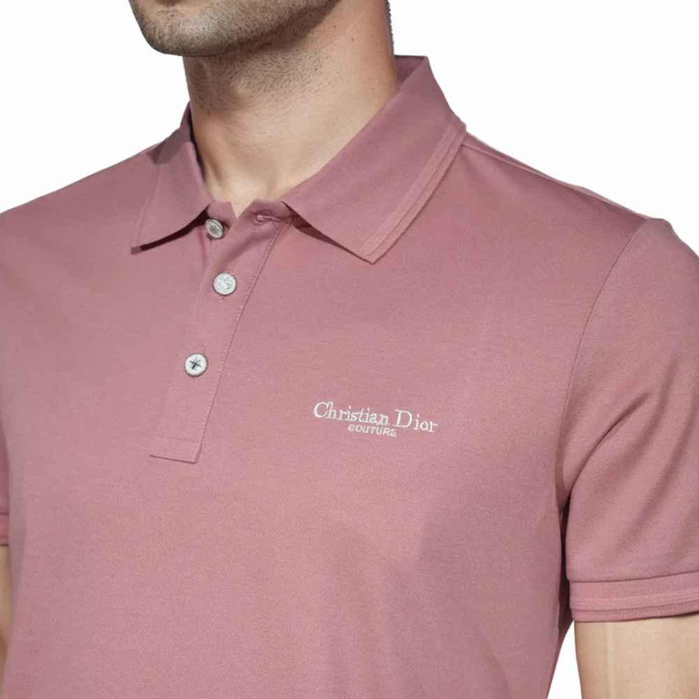 Christian Dior Embroidered logo Pink Premium T-shirt-4