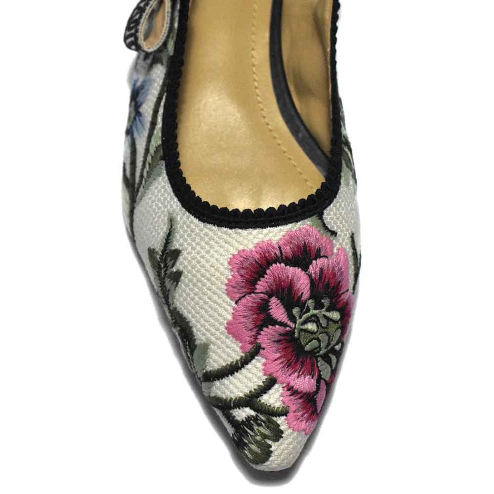 Dior Flower Printed White Premium Quality Flat Sandals-3