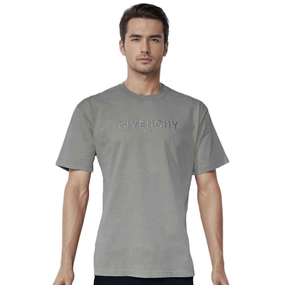 Givenchy Embroidered Sand Brown Premium Quality T-shirt-thumb-0