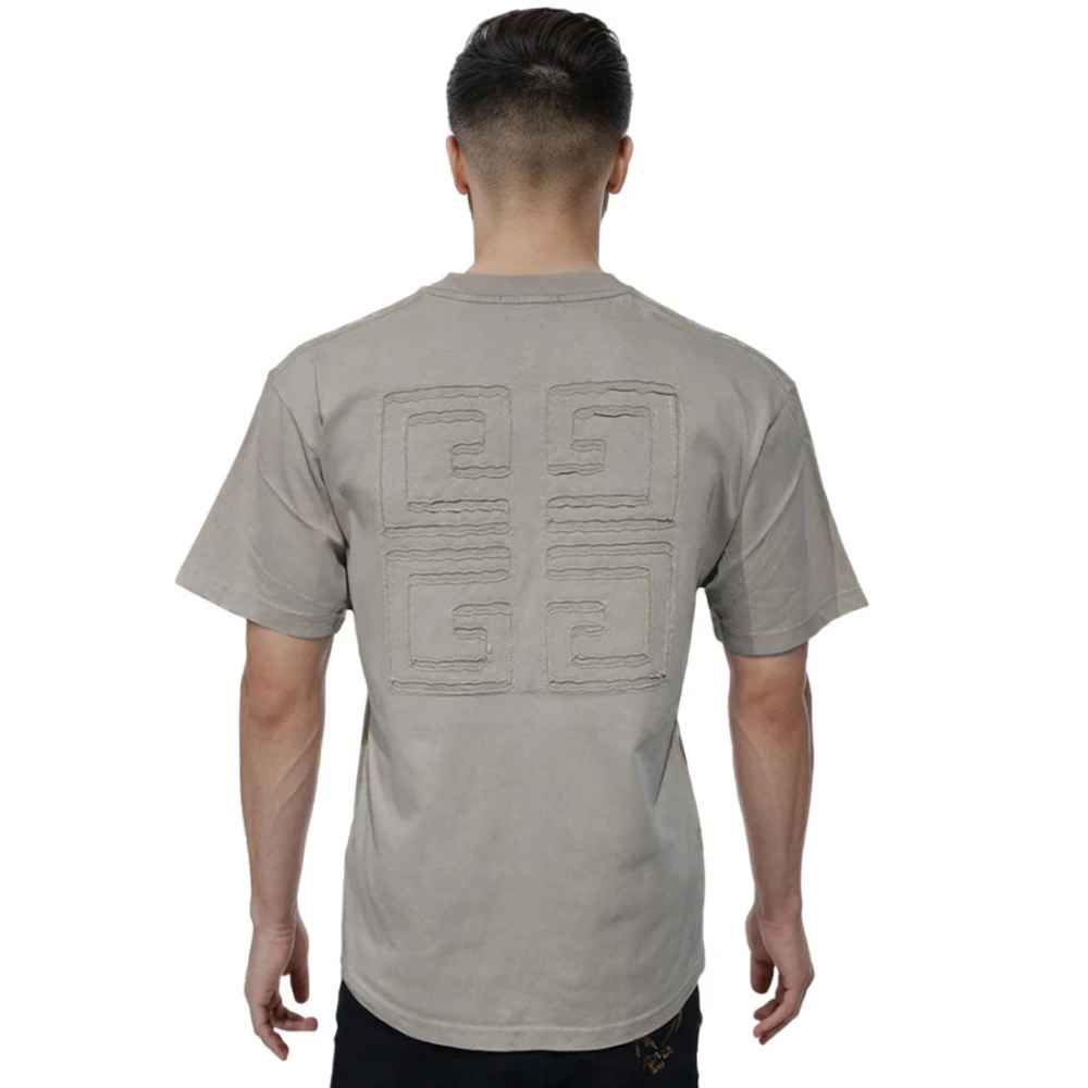 Givenchy Embroidered Sand Brown Premium Quality T-shirt-thumb-1