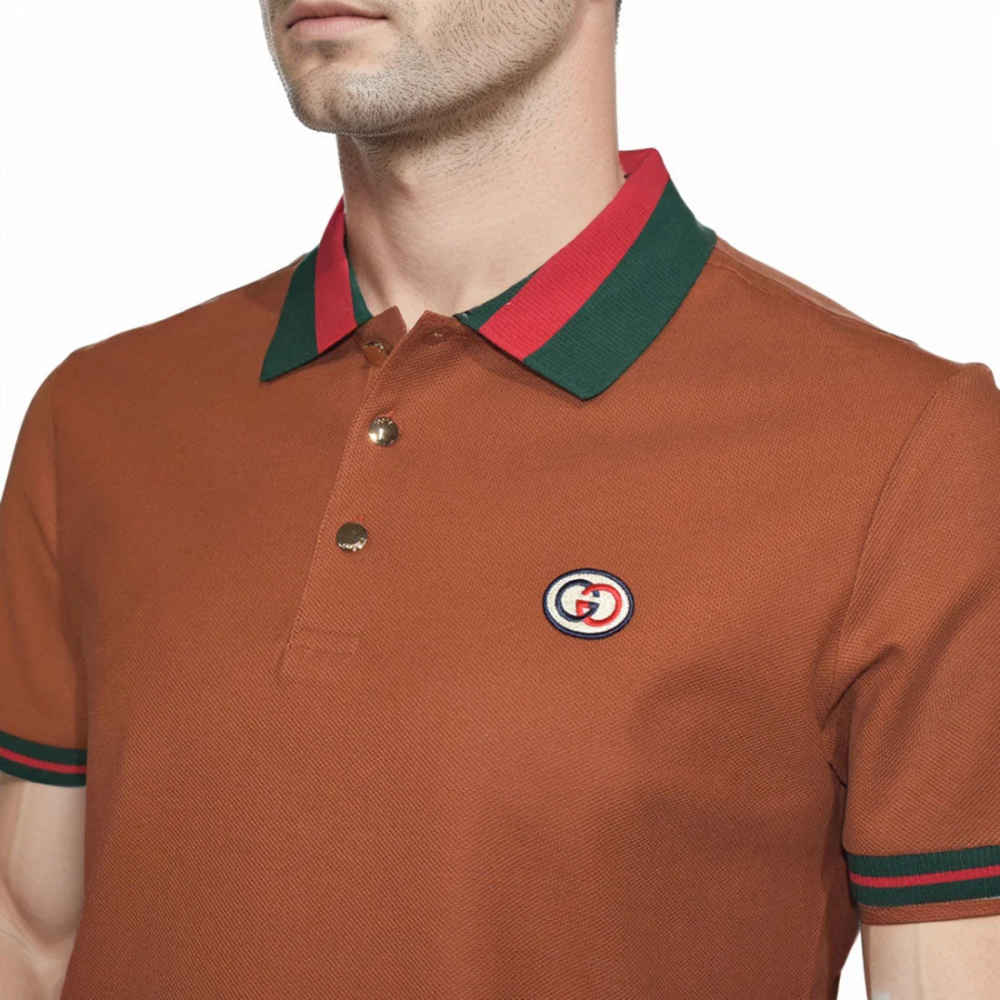 Gucci Embroidered logo Brown Premium T-shirt-thumb-2