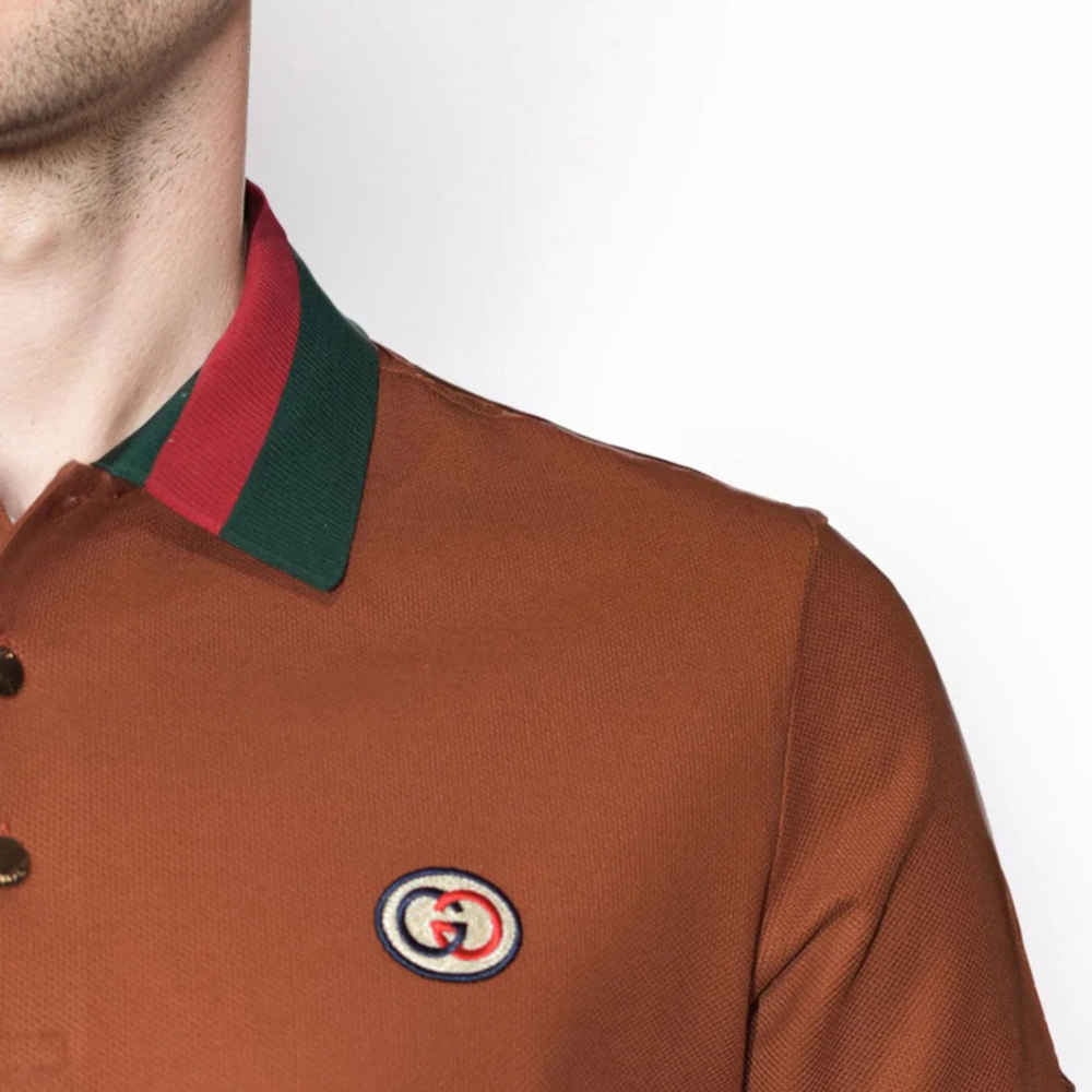 Gucci Embroidered logo Brown Premium T-shirt-thumb-4