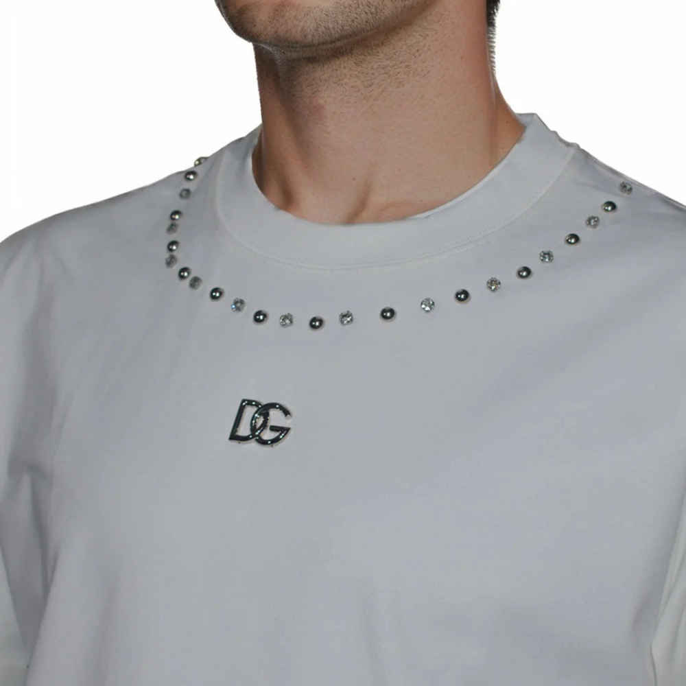 Dolce & Gabbana Studded logo White Premium T-shirt-2