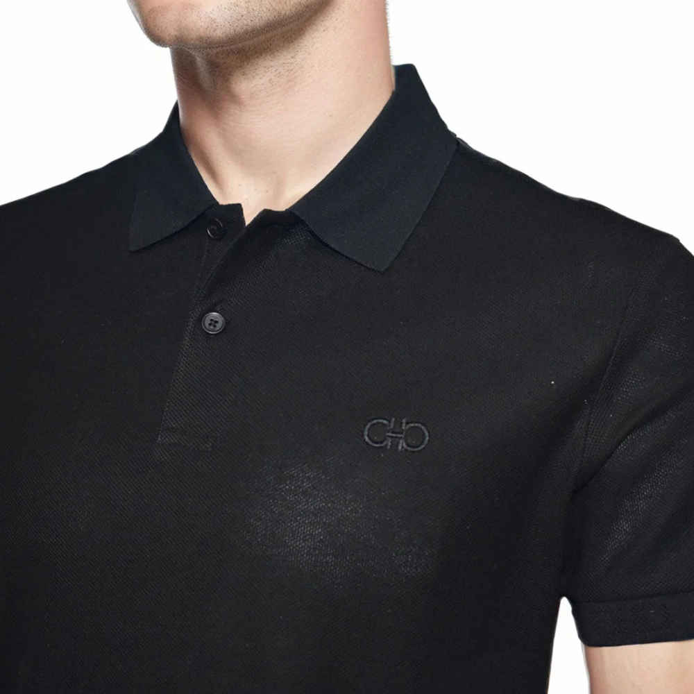 Ferragamo Embroidered logo Black Premium T-shirt-2