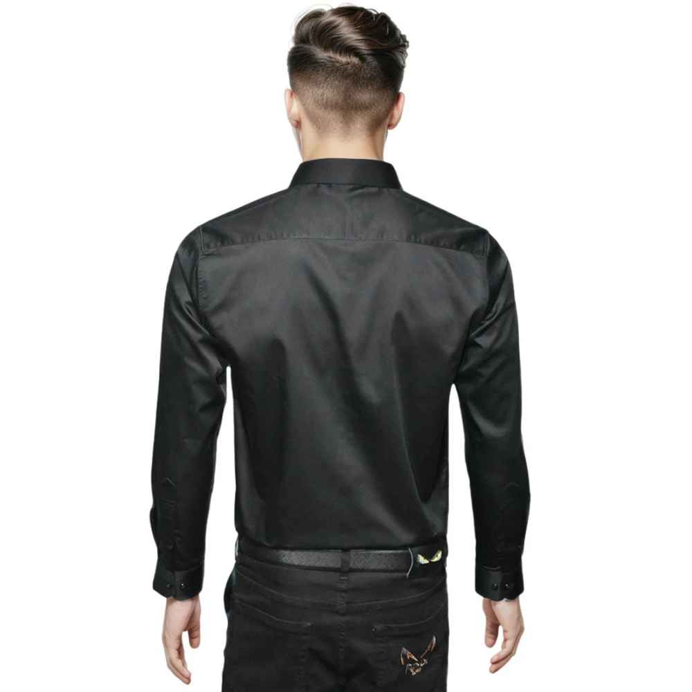 Emporio Armani Black Premium Quality Flocking Text On Pocket Shirt-1