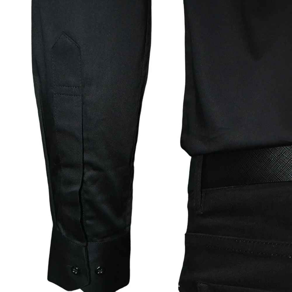 Emporio Armani Black Premium Quality Flocking Text On Pocket Shirt-5