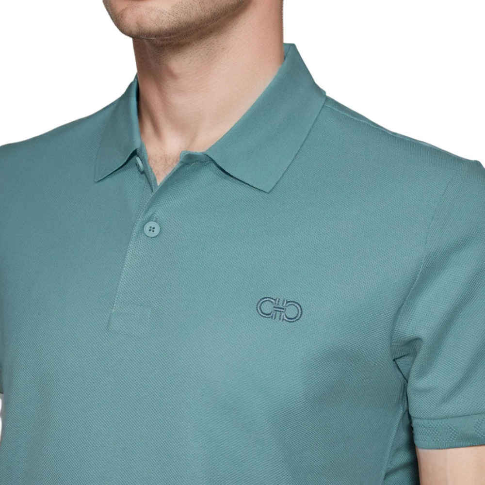 Ferragamo Embroidered logo Mint-Green Premium T-shirt-2