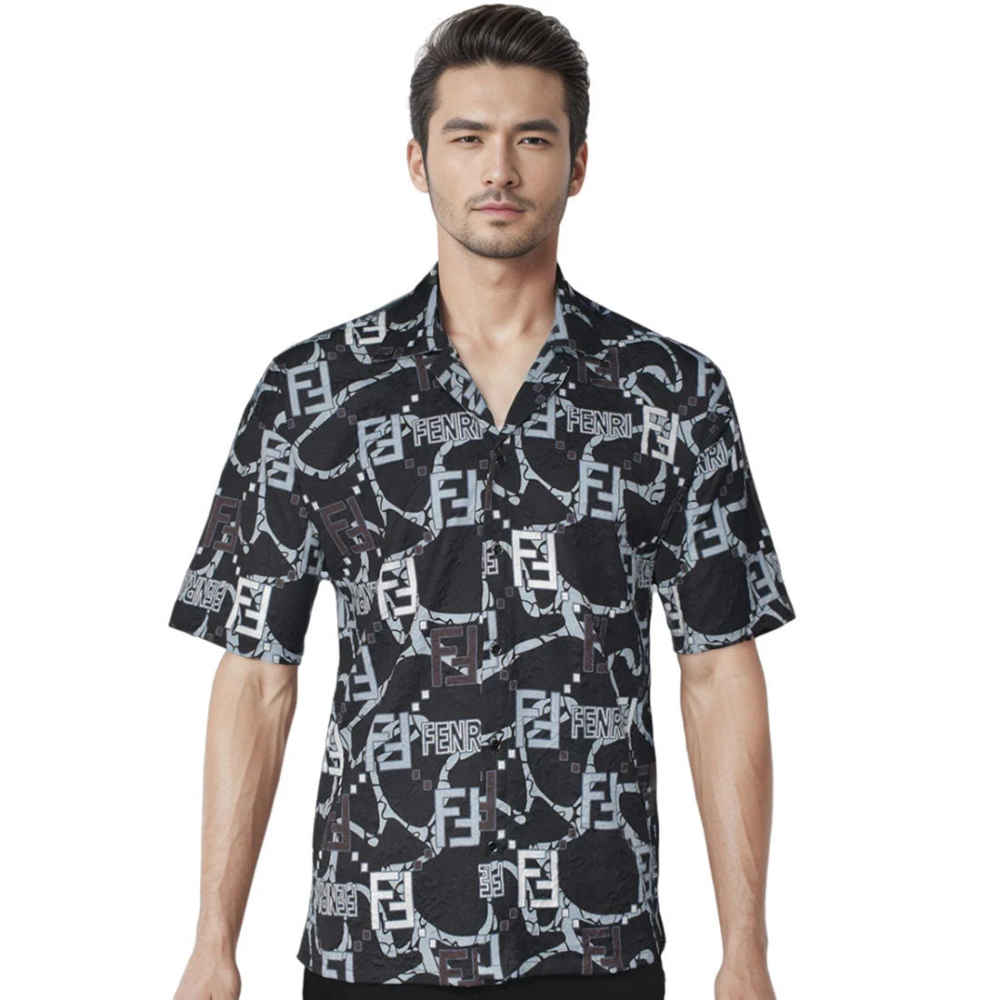 Fendi Black & White Premium Quality Designer Shirt-thumb-0
