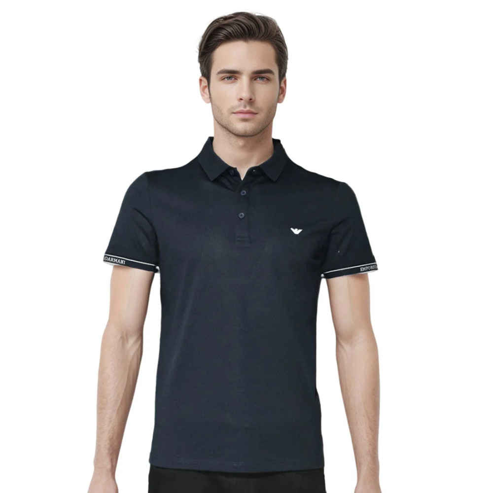 Emporio Armani Embossed logo Navy Blue Premium T-shirt-thumb-0