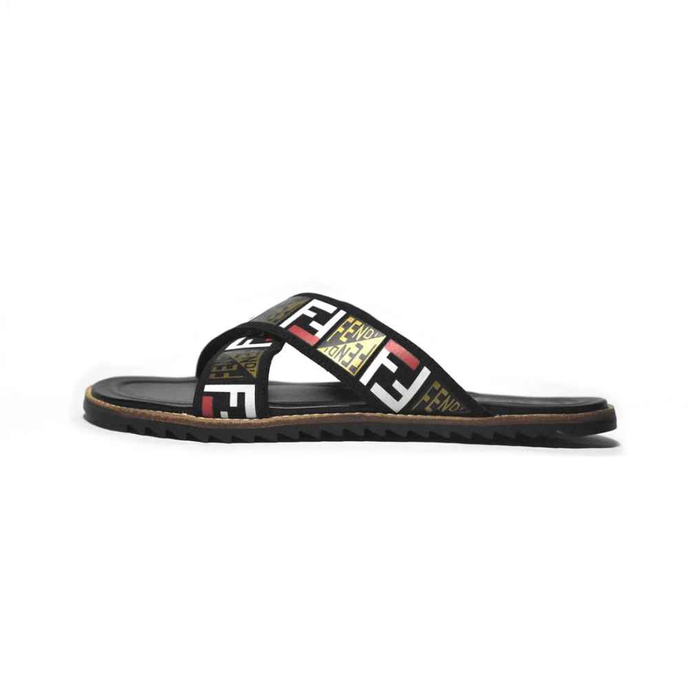 Fendi Black Premium Quality Men's Flip-Flops-1