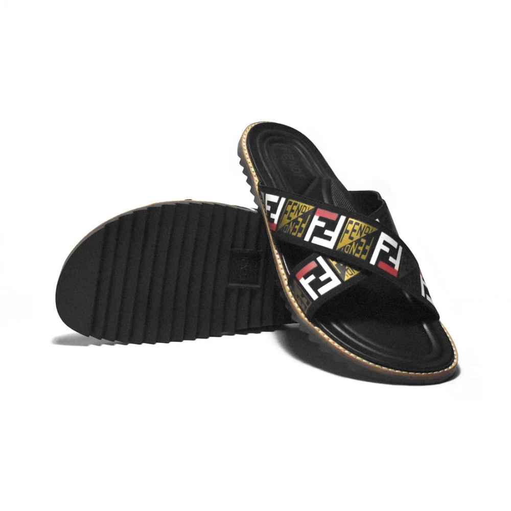 Fendi Black Premium Quality Men's Flip-Flops-6