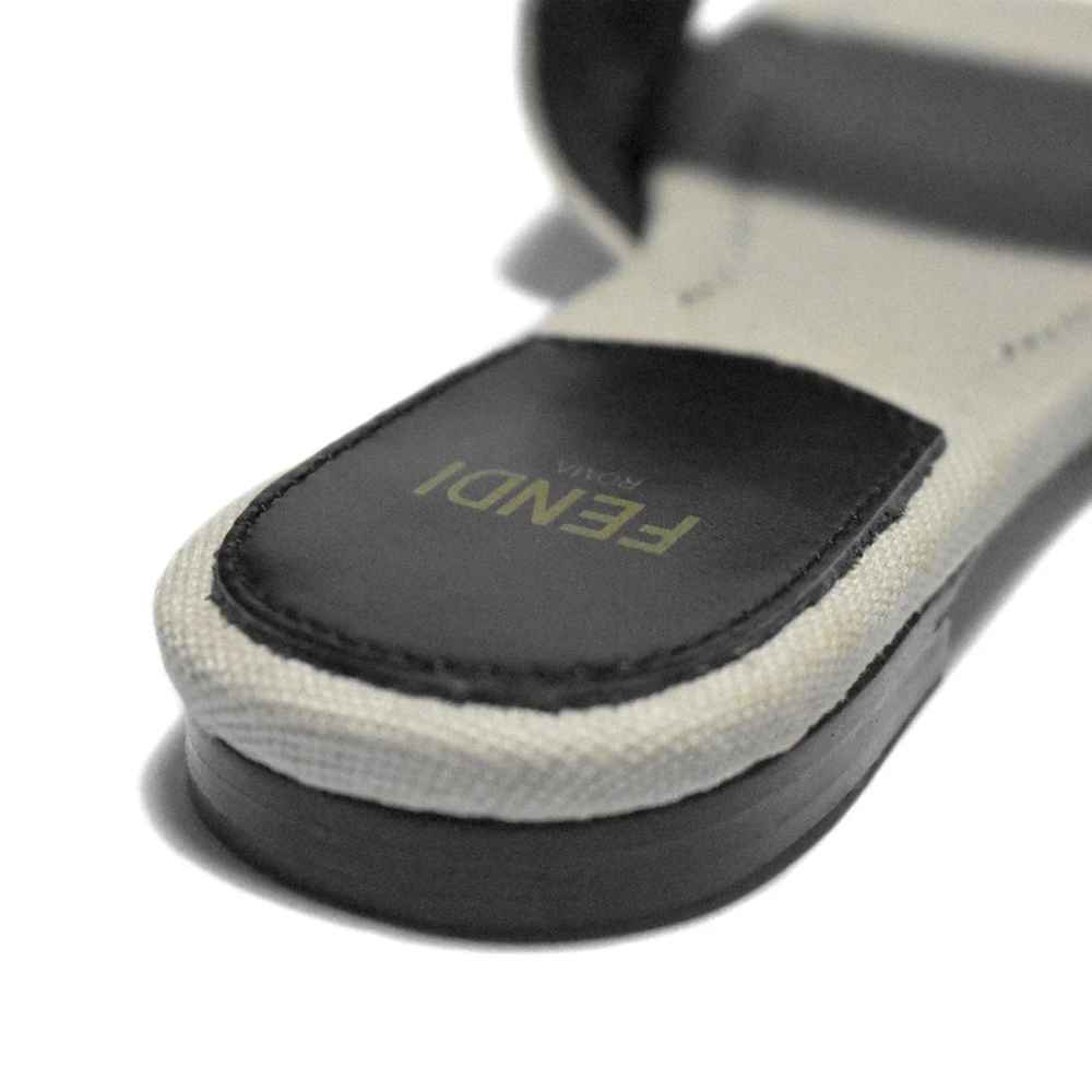 Fendi Black and Grey Premium Flat Sandals-thumb-4