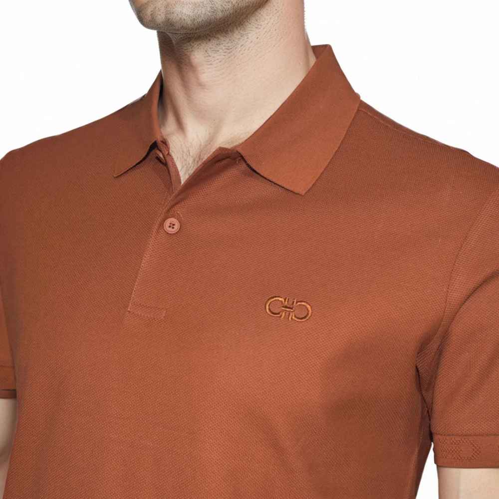 Ferragamo Embroidered logo Brown Premium T-shirt-2