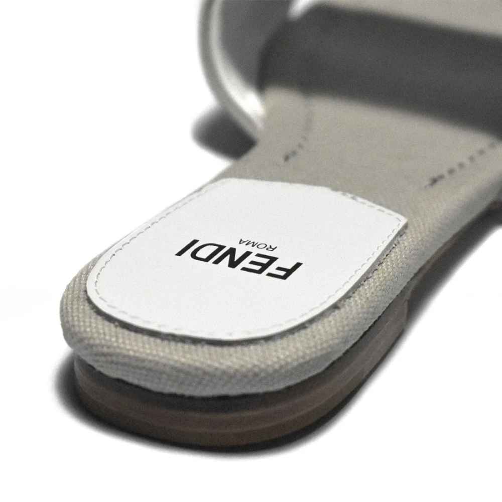 Fendi Grey and White Premium Flat Sandals-4