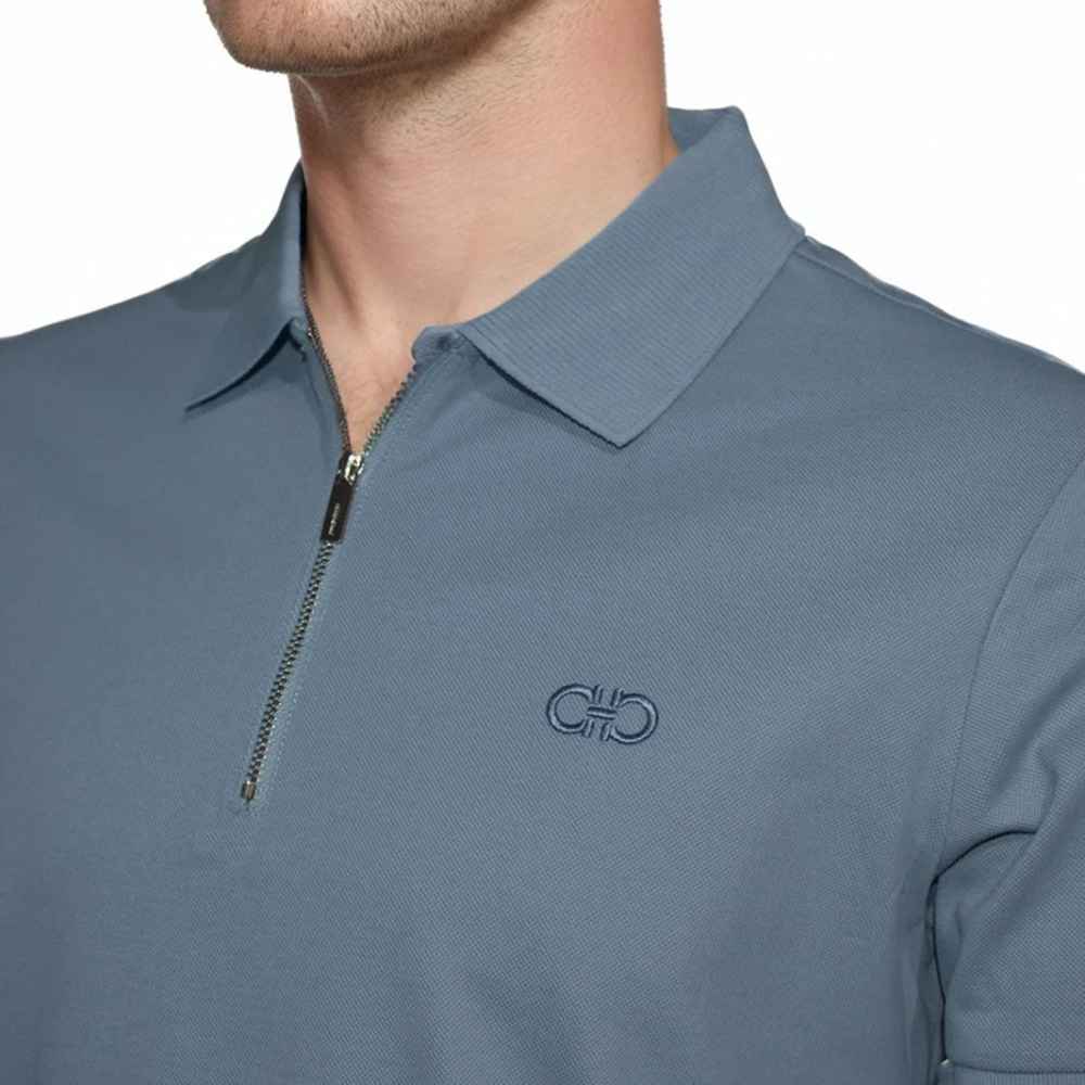 Salvatore Ferragamo Embroidered logo Blue Premium T-shirt-2