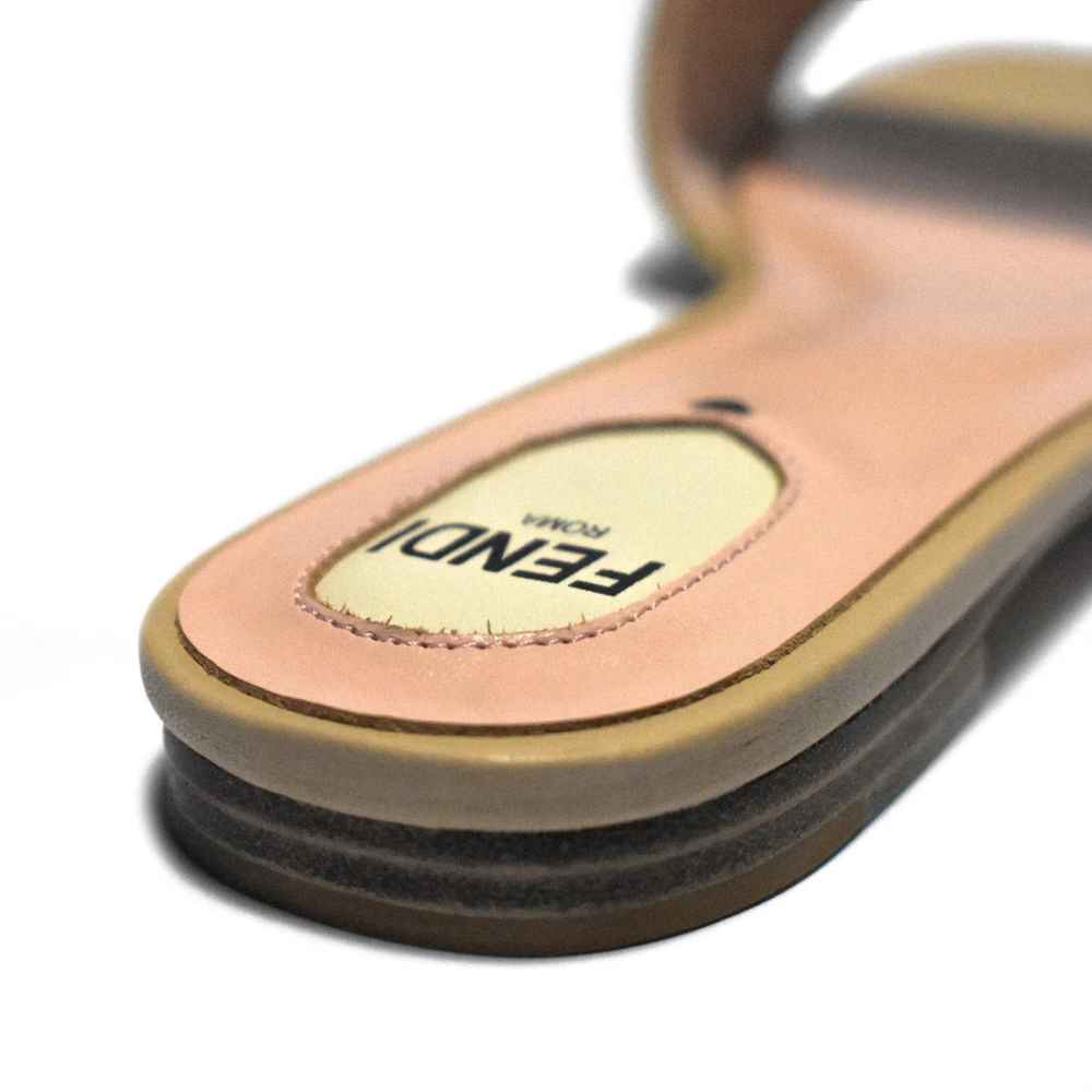 Fendi Brown and Pink Flat Sandals-thumb-4