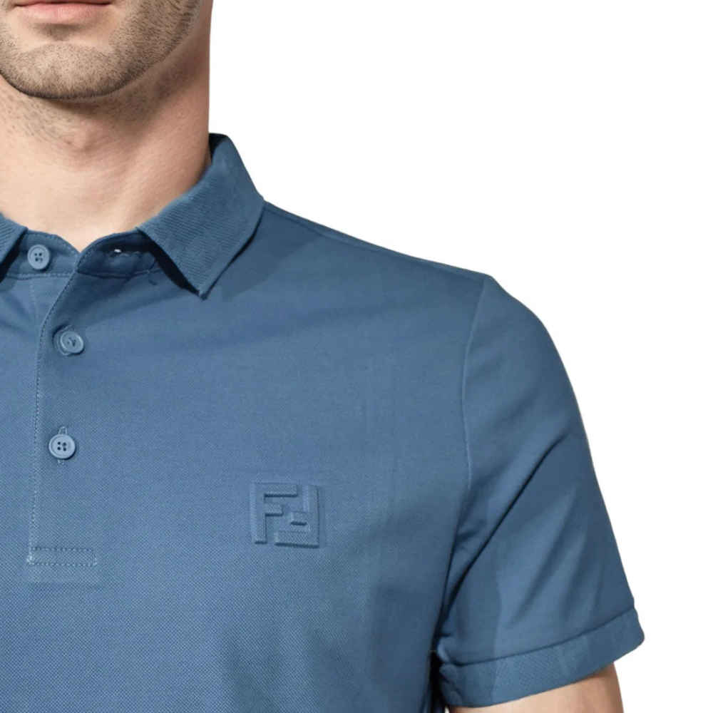 Fendi Embossed logo Blue Premium Quality T-shirt-4