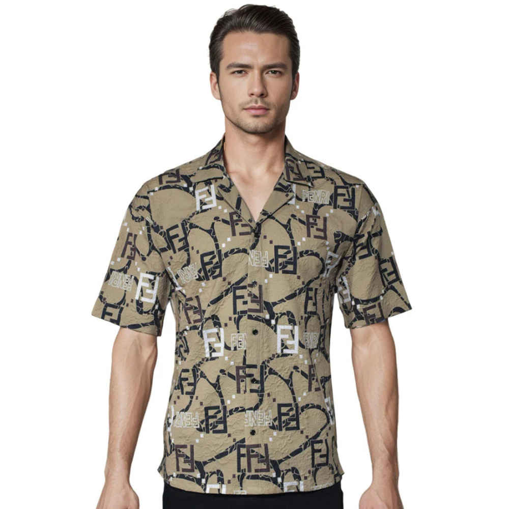 Fendi Brown Premium Quality Designer Shirt-thumb-0