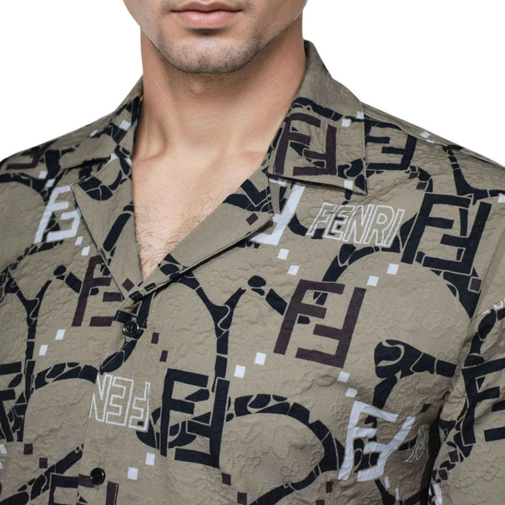 Fendi Brown Premium Quality Designer Shirt-thumb-2