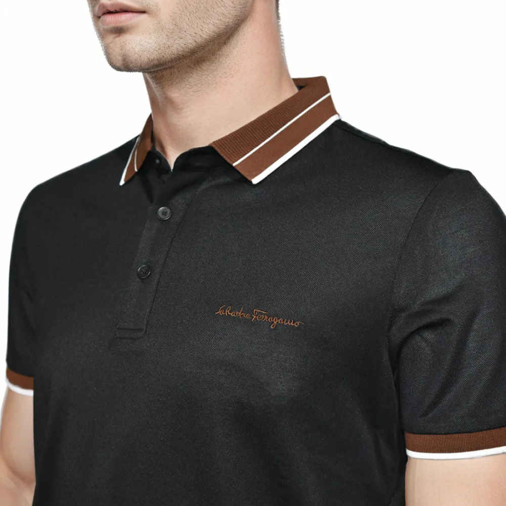 Salvatore Ferragamo Embroidered logo Black T-shirt-2