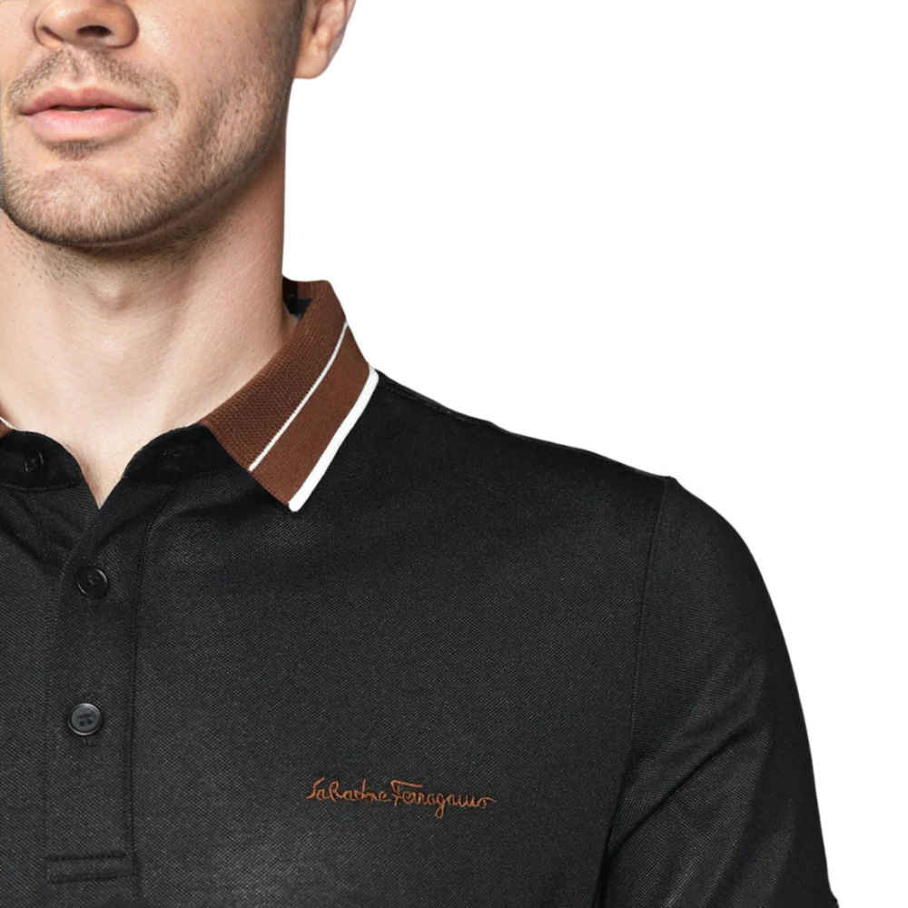 Salvatore Ferragamo Embroidered logo Black T-shirt-4