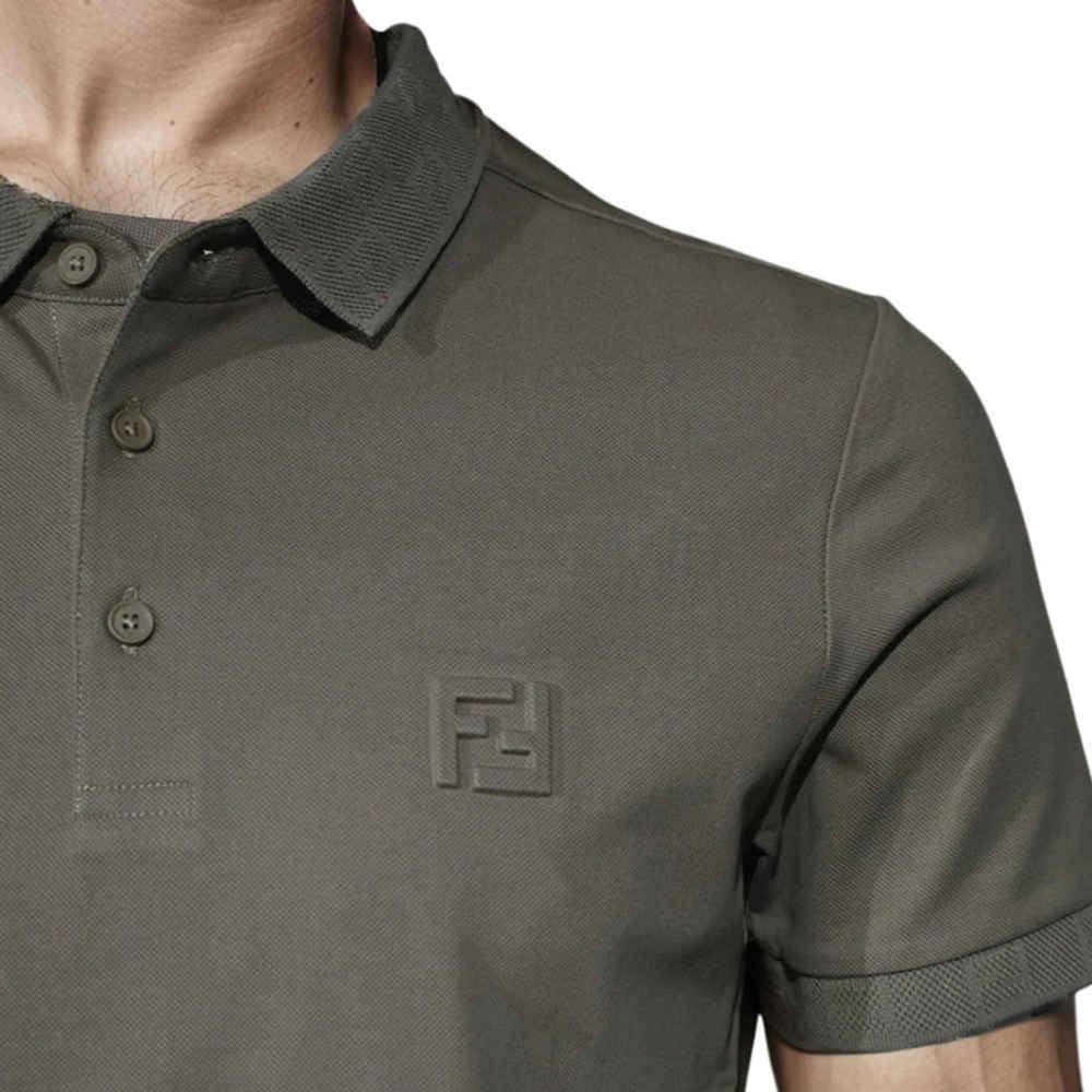 Fendi Embossed logo Green Premium Quality T-shirt-thumb-4