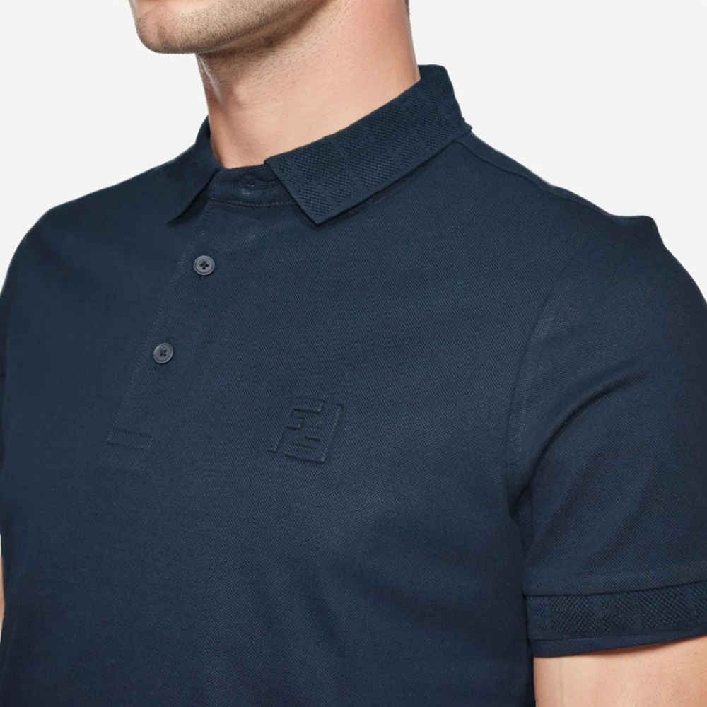 Fendi Embossed Logo Navy Blue Premium Quality T-shirt-thumb-2