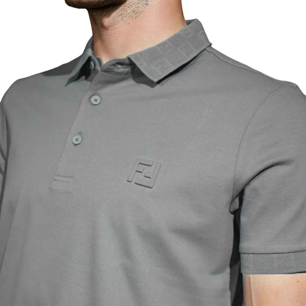 Fendi Embossed Logo Grey Premium Quality T-shirt-2