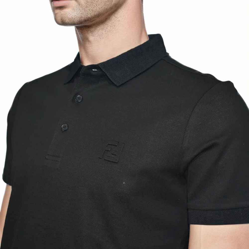 Fendi Embossed logo Black Premium Quality T-shirt-2