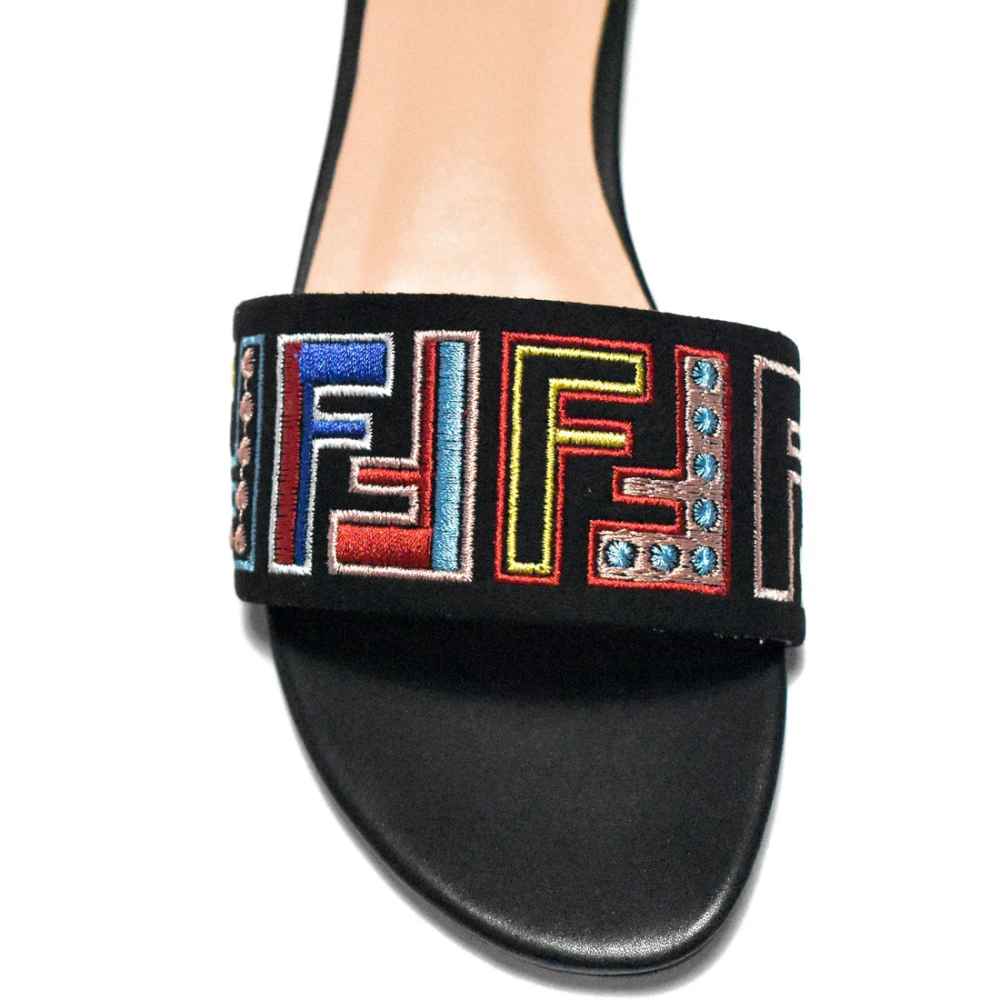 Fendi Black & Pink Premium Flat Sandals-3