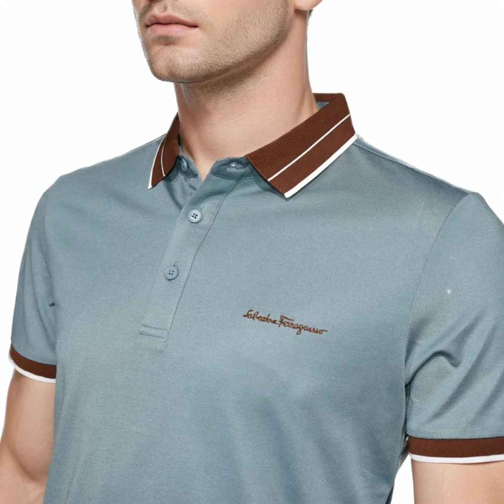 Salvatore Ferragamo Embroidered logo Blue T-shirt-2