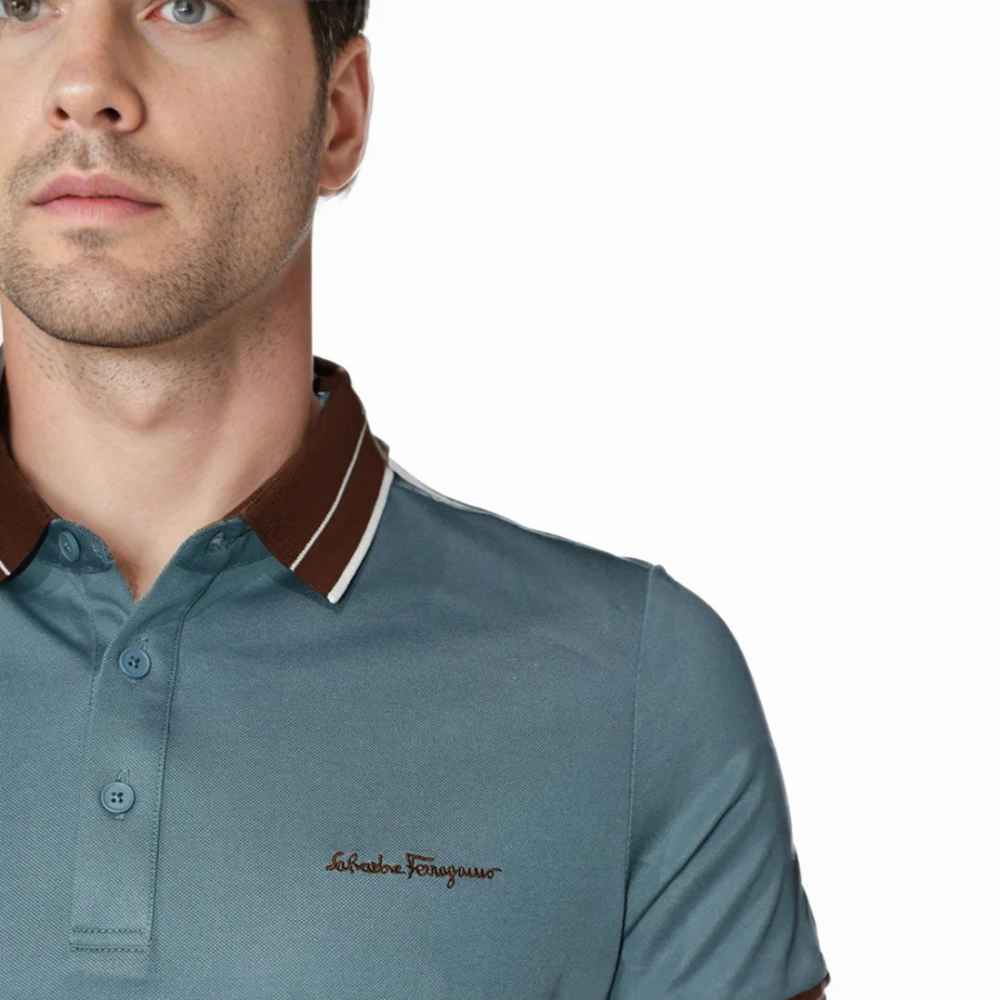Salvatore Ferragamo Embroidered logo Blue T-shirt-4