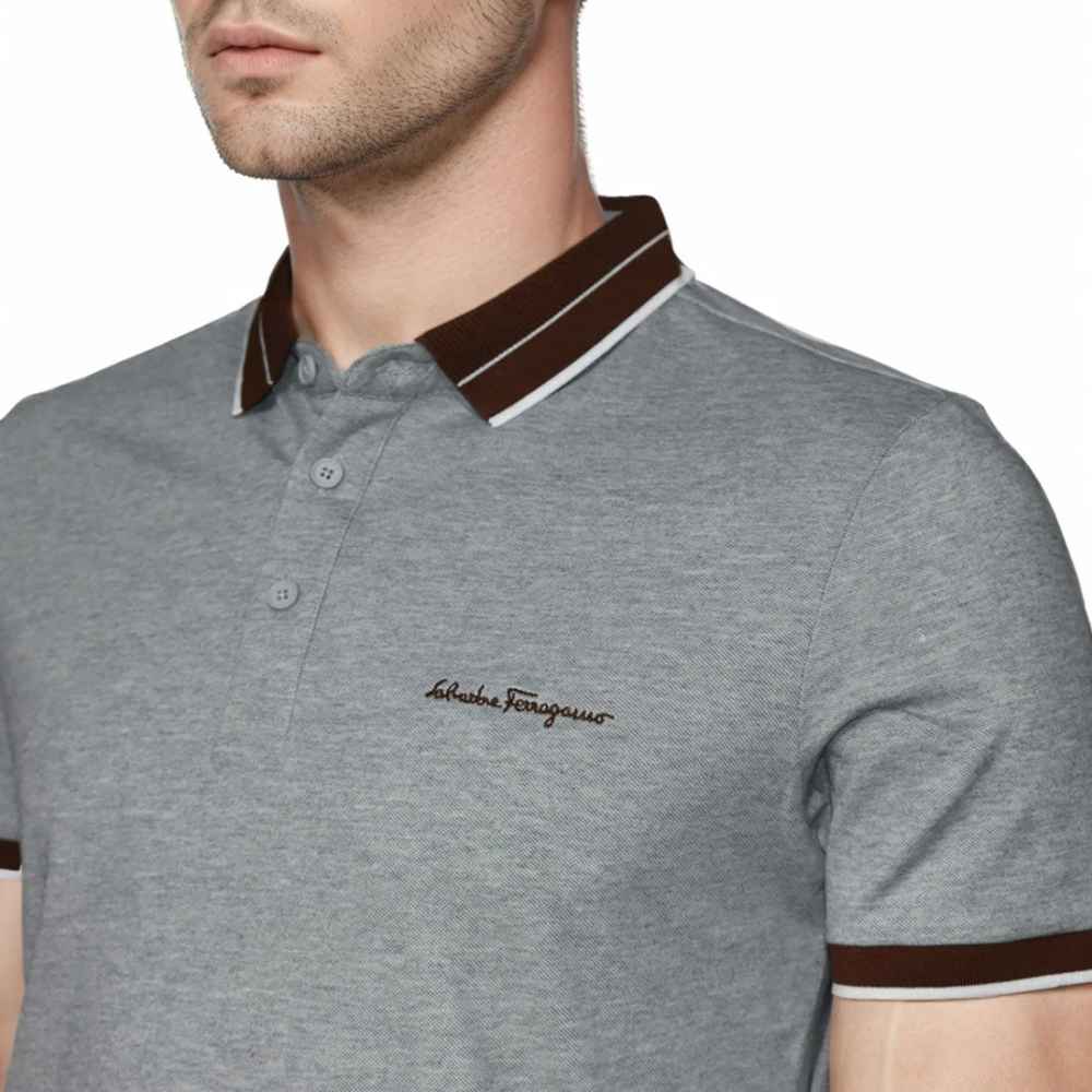 Salvatore Ferragamo Embroidered logo Grey T-shirt-2