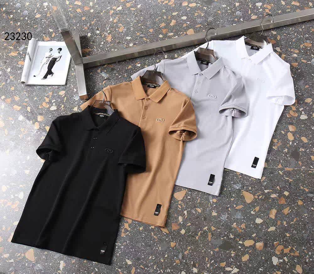 Fendi Embroidered logo Brown Premium Polo T-shirt-thumb-1